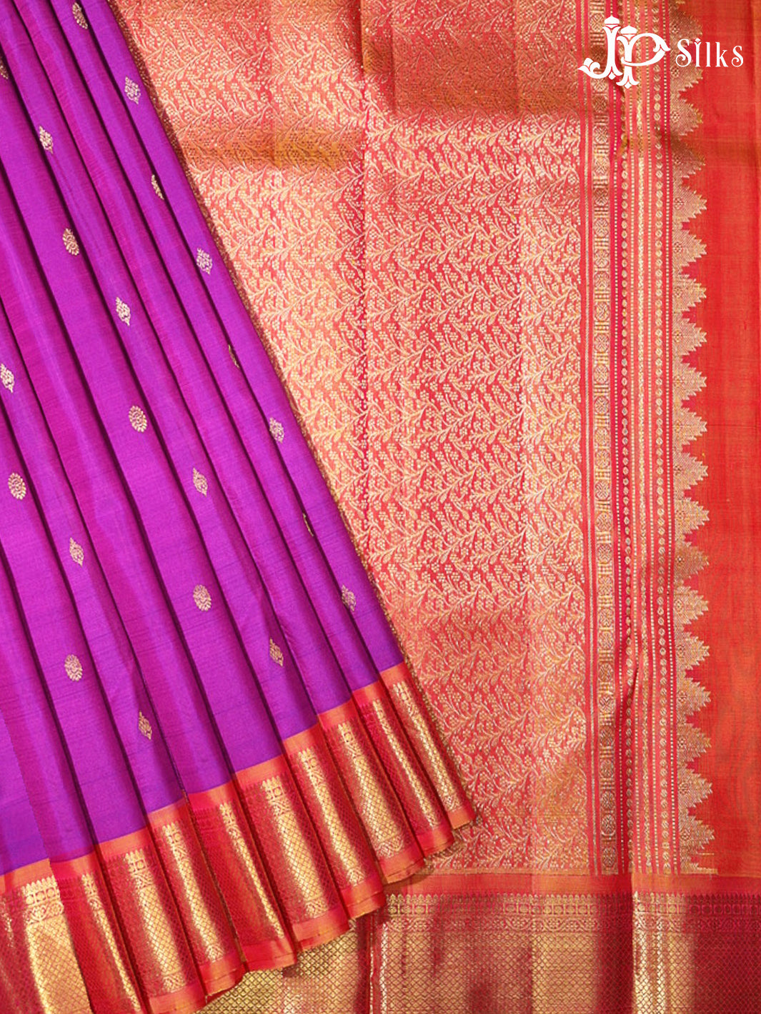 Purple & Golden Pink Kanchipuram Silk Saree - G869
