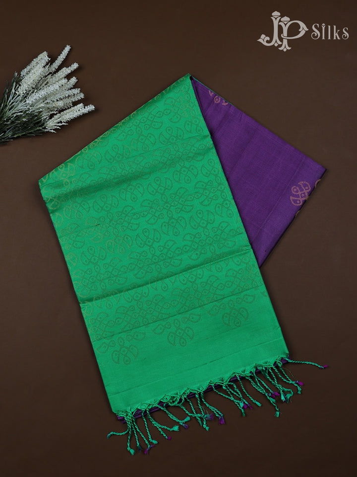 Dark Lavender with Teal Green Soft Silk Saree - E4533 - View 1