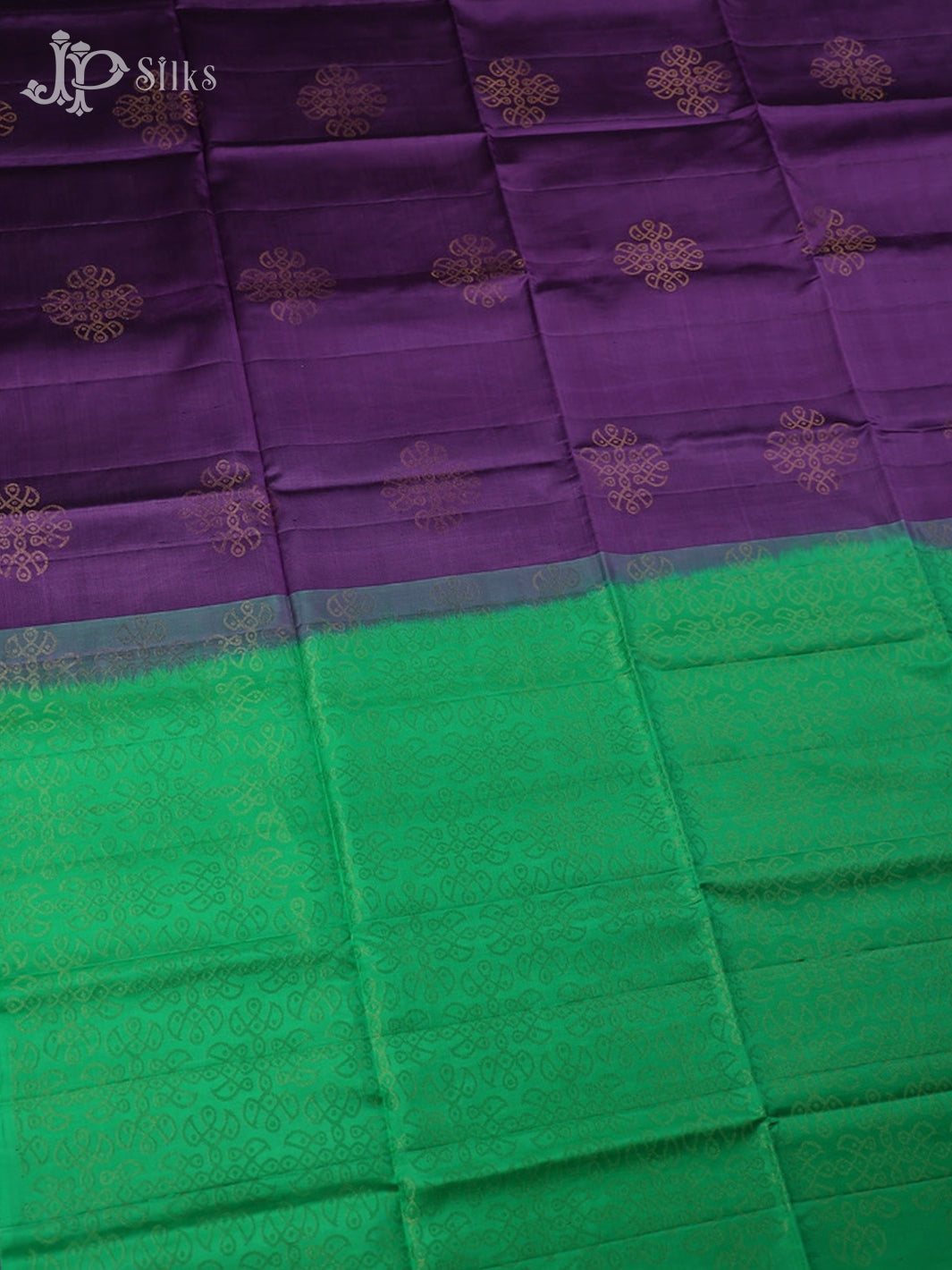 Dark Lavender with Teal Green Soft Silk Saree - E4533 - View 3