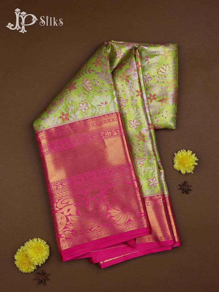 Light Green with Rani Pink Art Silk Saree - F2359 - View 1