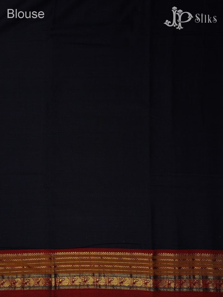 Black with Maroon Cotton Saree - E2781 - View 5