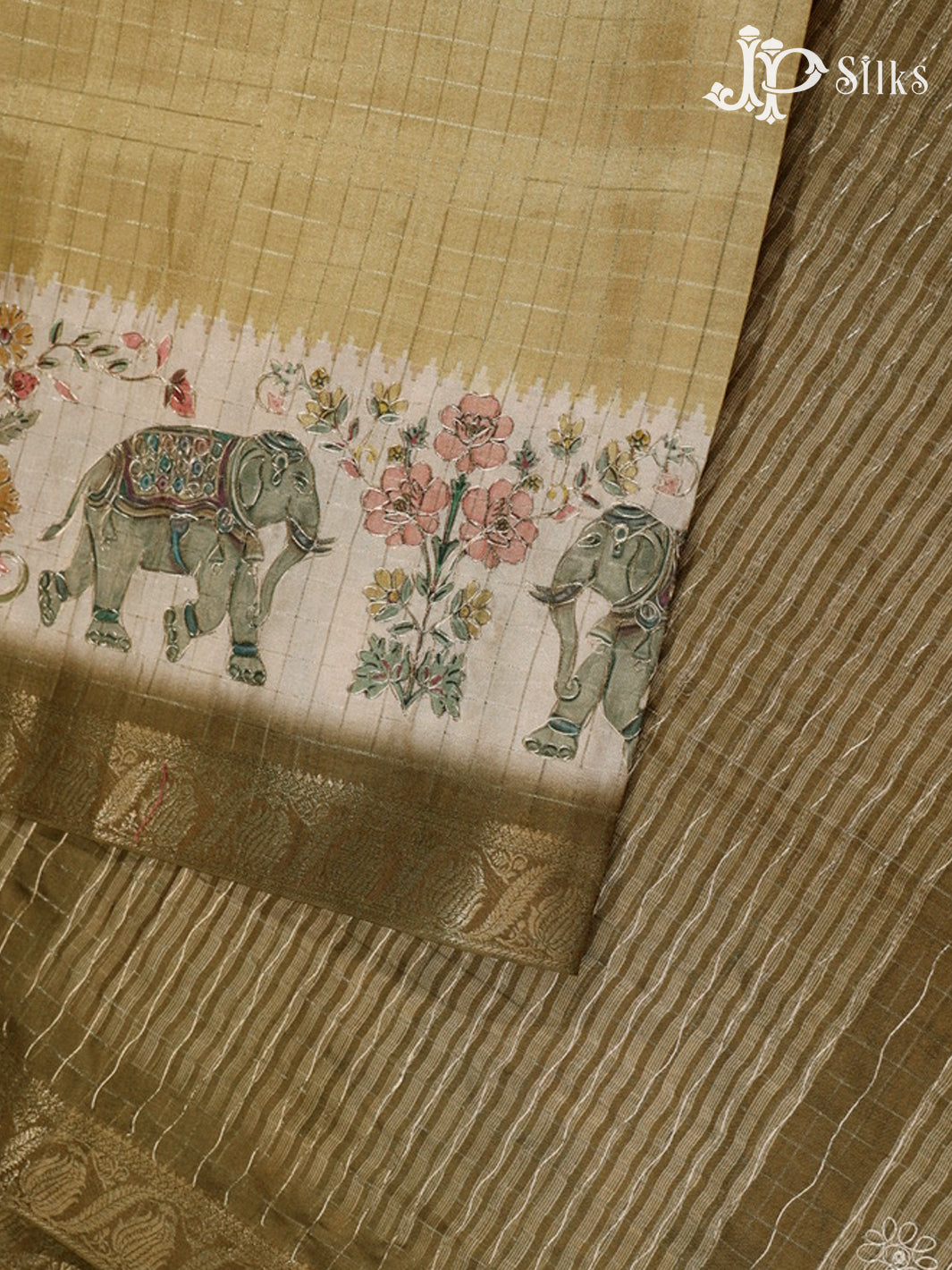Light Greenish Brown Semi Tussar Saree - G609- view3