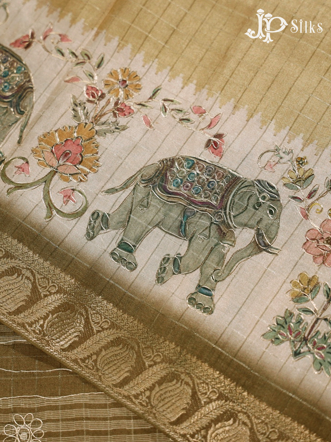 Light Greenish Brown Semi Tussar Saree - G609-view4