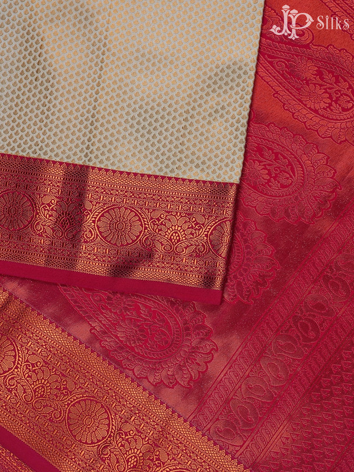 Half White with Rani Pink Art Silk Saree - F2414 - View 4