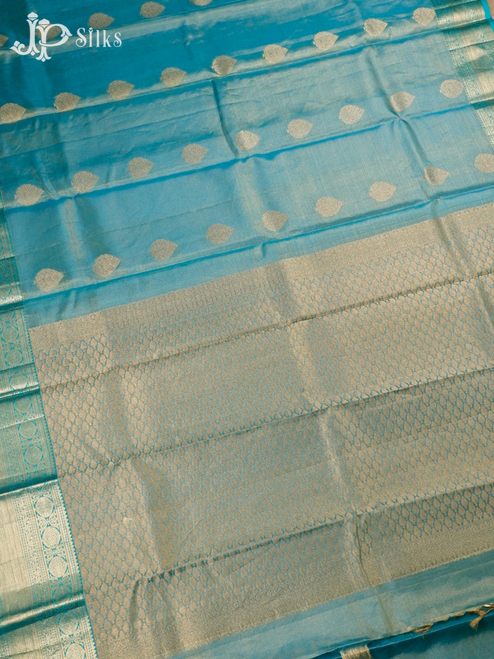 Pastel Blue Kanchipuram Tissue Fancy Silk Saree - F3570