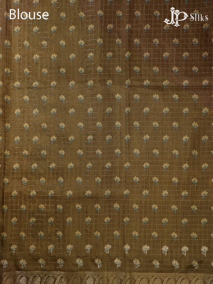 Light Greenish Brown Semi Tussar Saree - G609-view8