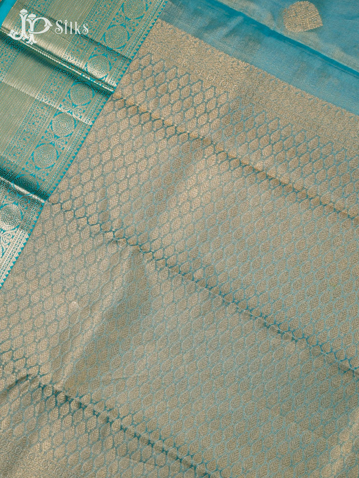 Pastel Blue Kanchipuram Tissue Fancy Silk Saree - F3570