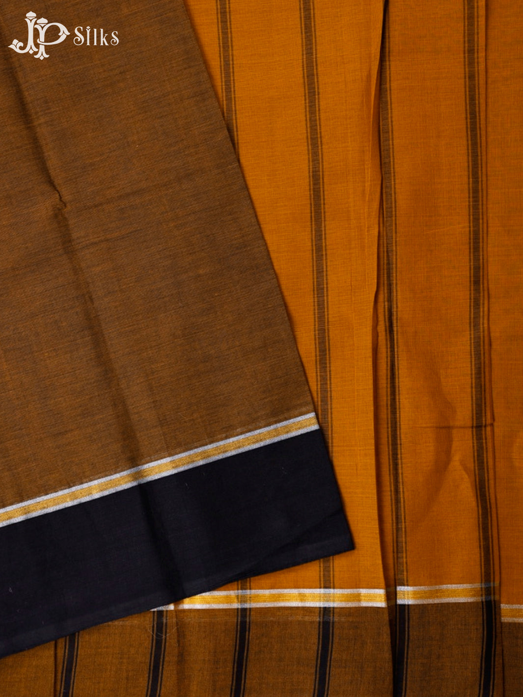 Brown And Mustard Cotton Saree - D1095