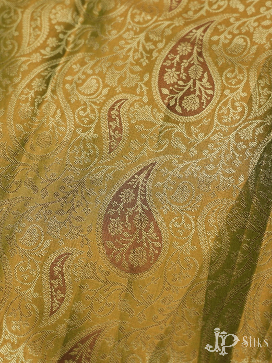 Light Green with Brown Art Silk Saree - F2416 - View 6