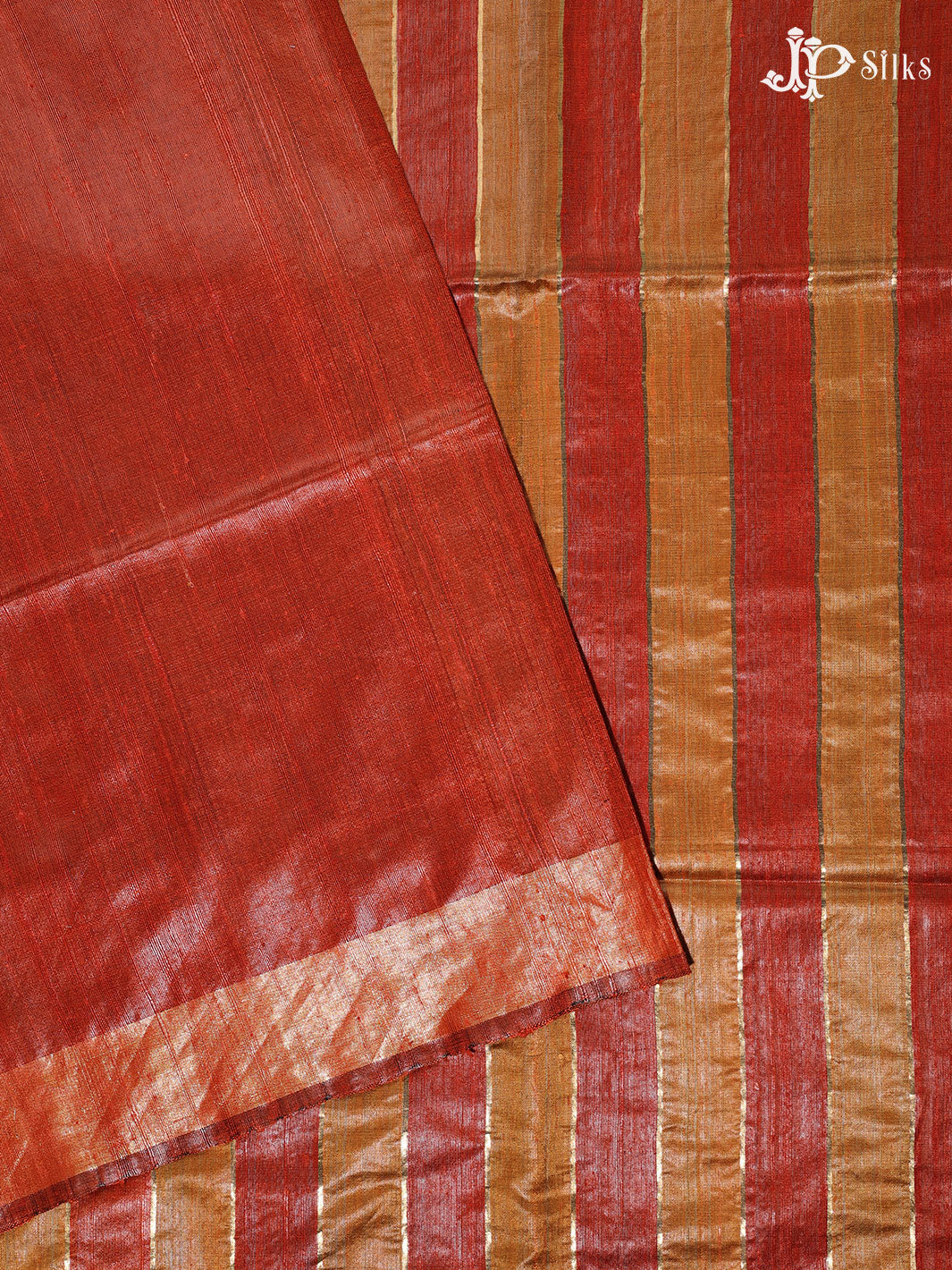 Red and Yellow Tussar Silk Saree - E31 - View 1