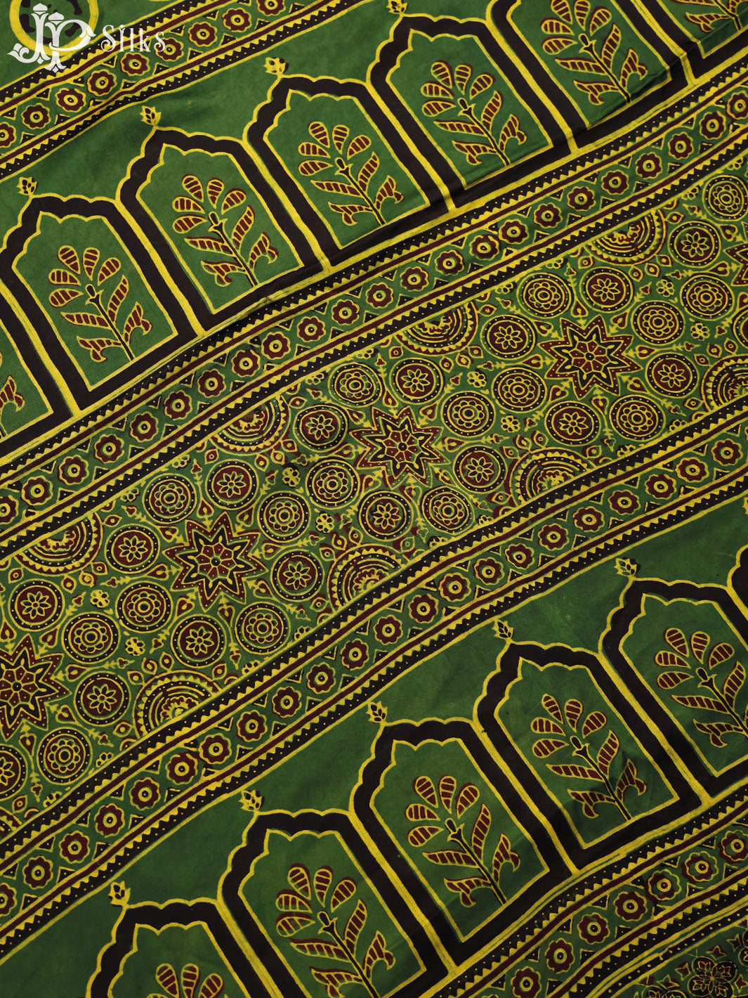 Green,Maroon and Black Ajrakh Modal Silk Fancy Saree - E5048 - View 6