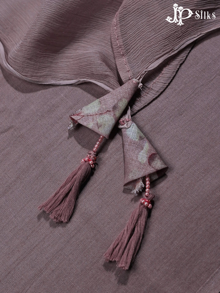 Greyish Pink Linen Chudithar Material - E6221 - View 7