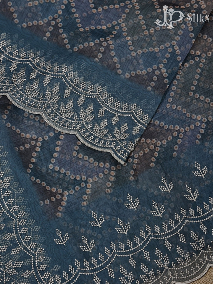 Greyish Blue Organza Saree - E3247 - View 3