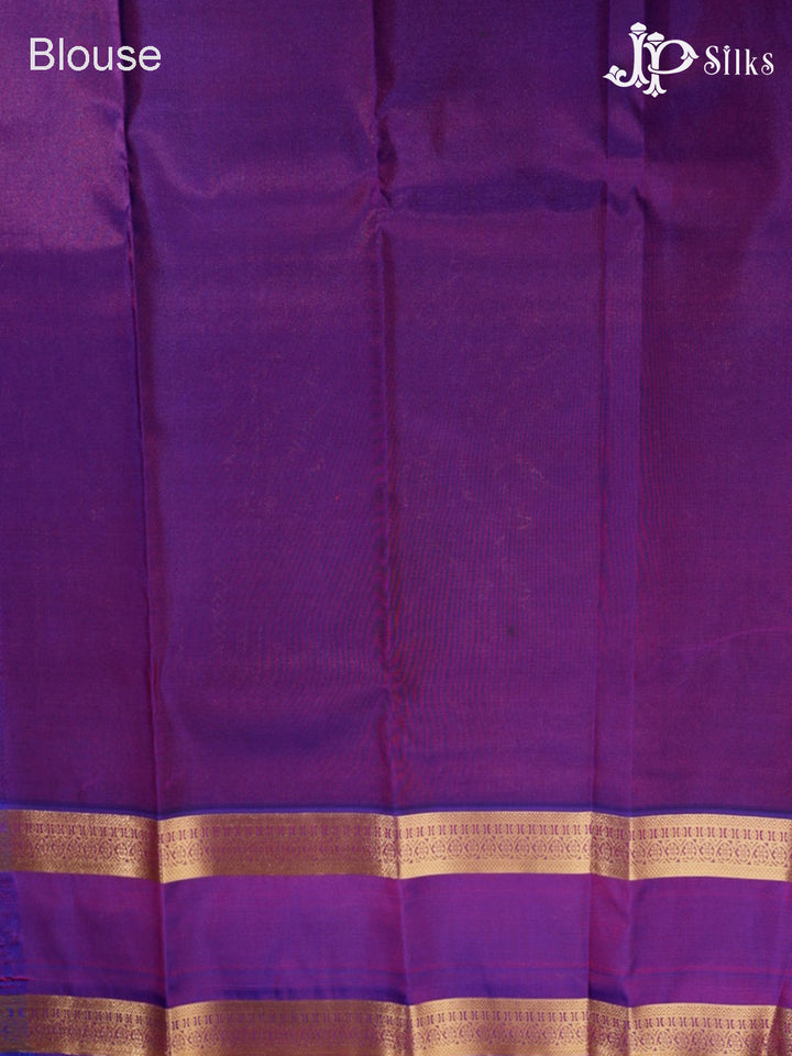 Teal Green and Purple Art Silk Saree - G313
