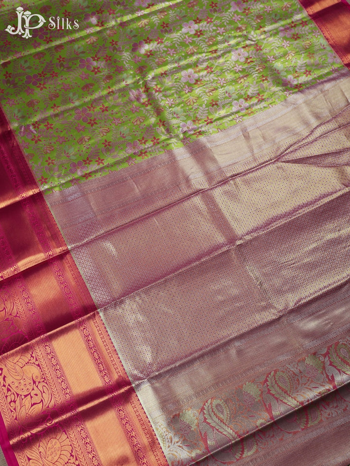 Light Green with Rani Pink Art Silk Saree - F2359 - View 3