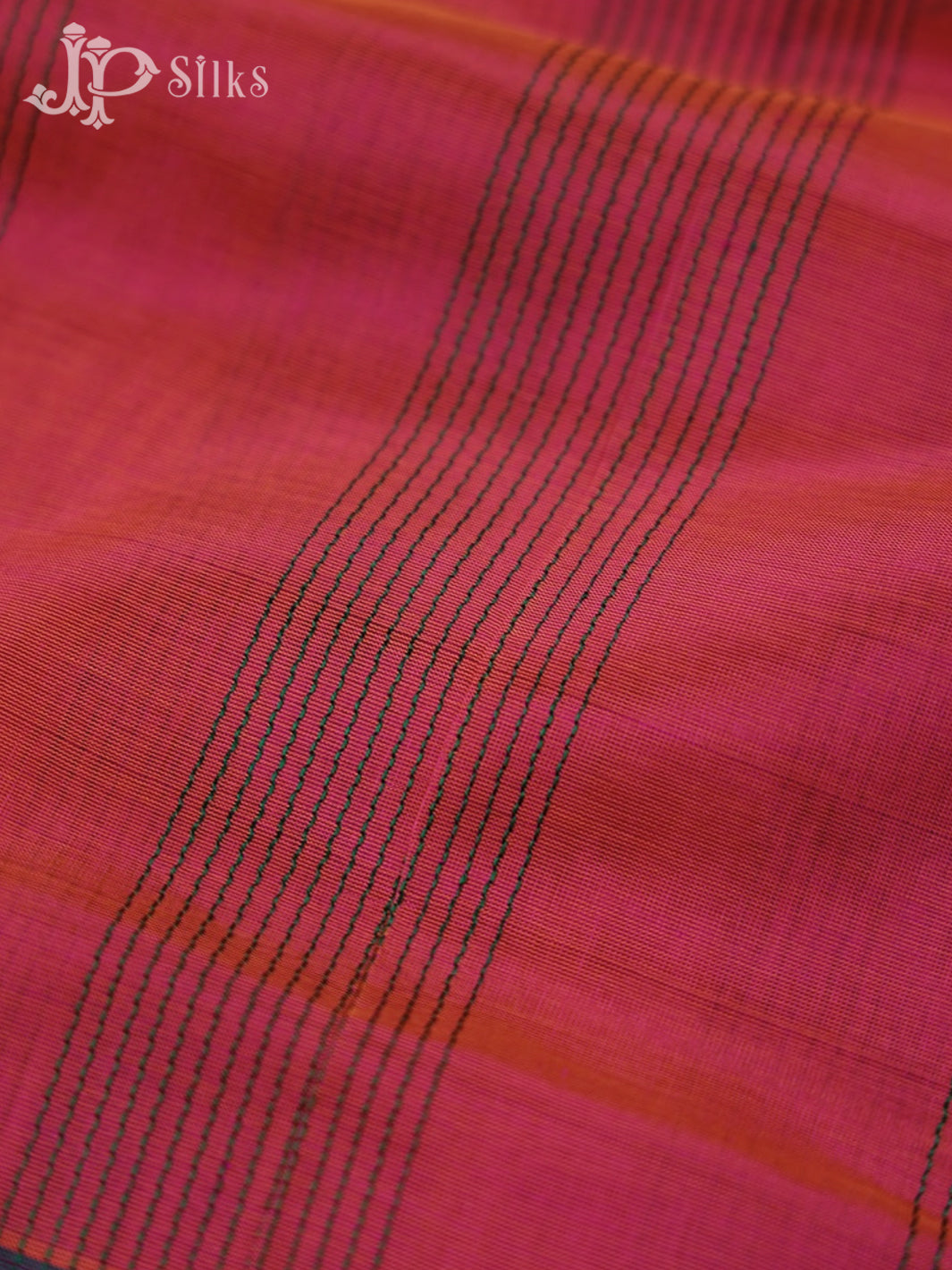 Reddish Pink with Purple Silk Cotton Saree - D211 - View 6