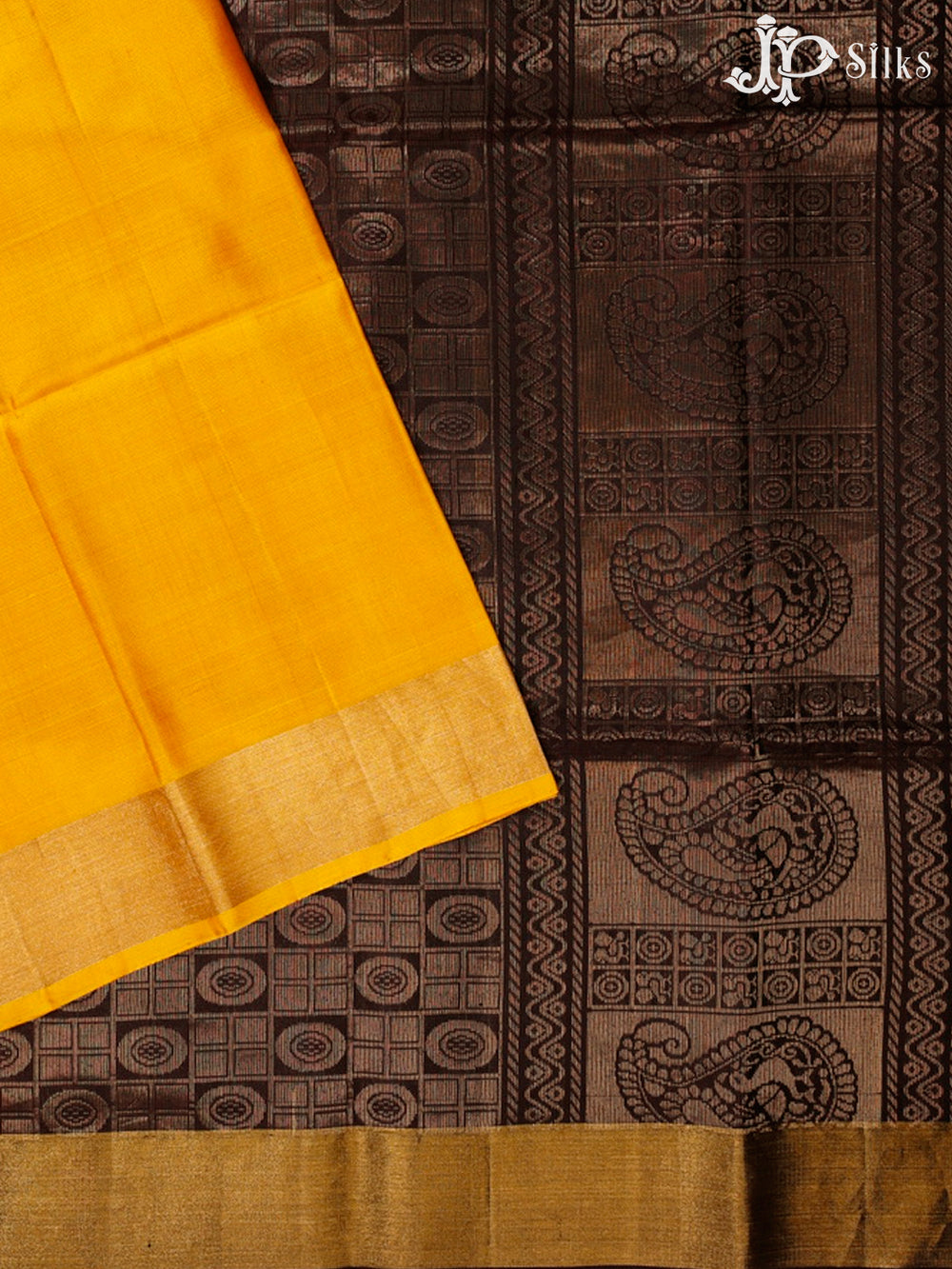Mango Yellow and Coffee Brown Soft Silk Saree - D1195 - view2