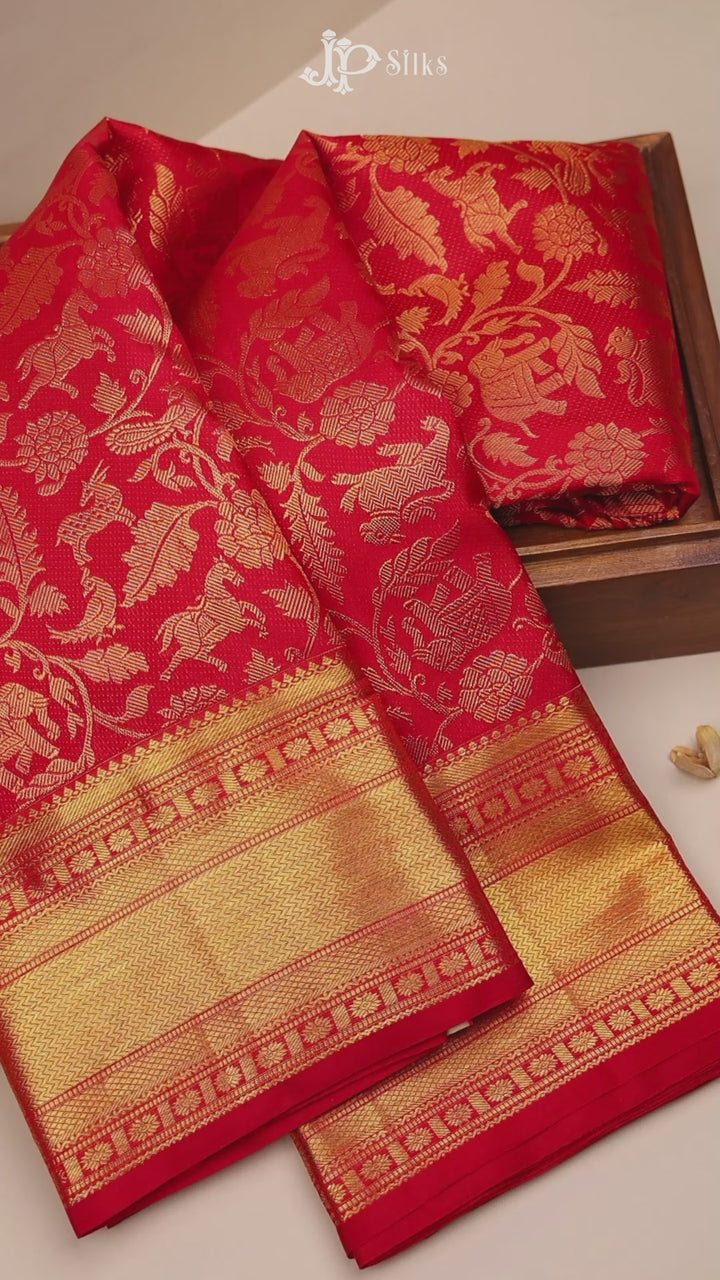 Red Bridal Kanchipuram Silk Saree - G214