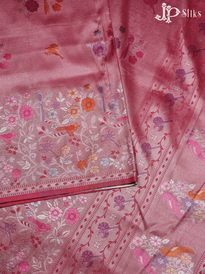 Rose Pink Semi Banarasi Saree - F2648