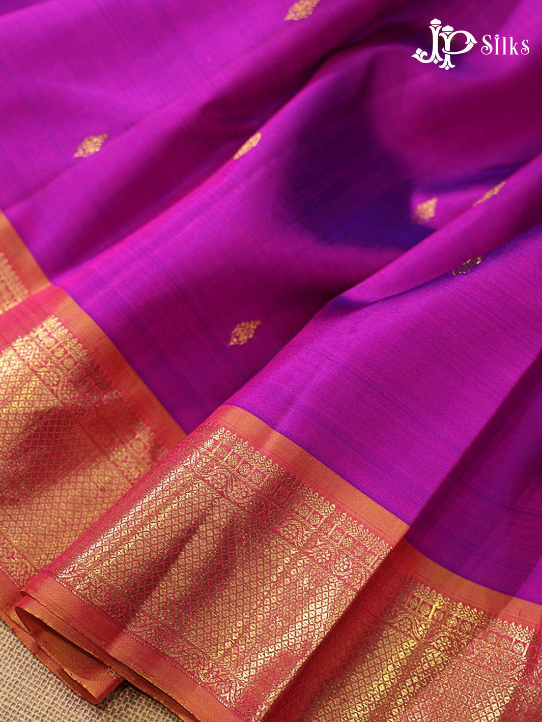 Purple & Golden Pink Kanchipuram Silk Saree - G869