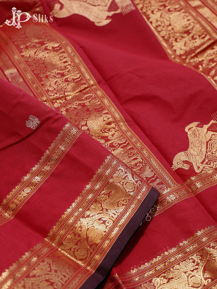 Red Kanchi Cotton Saree H32
