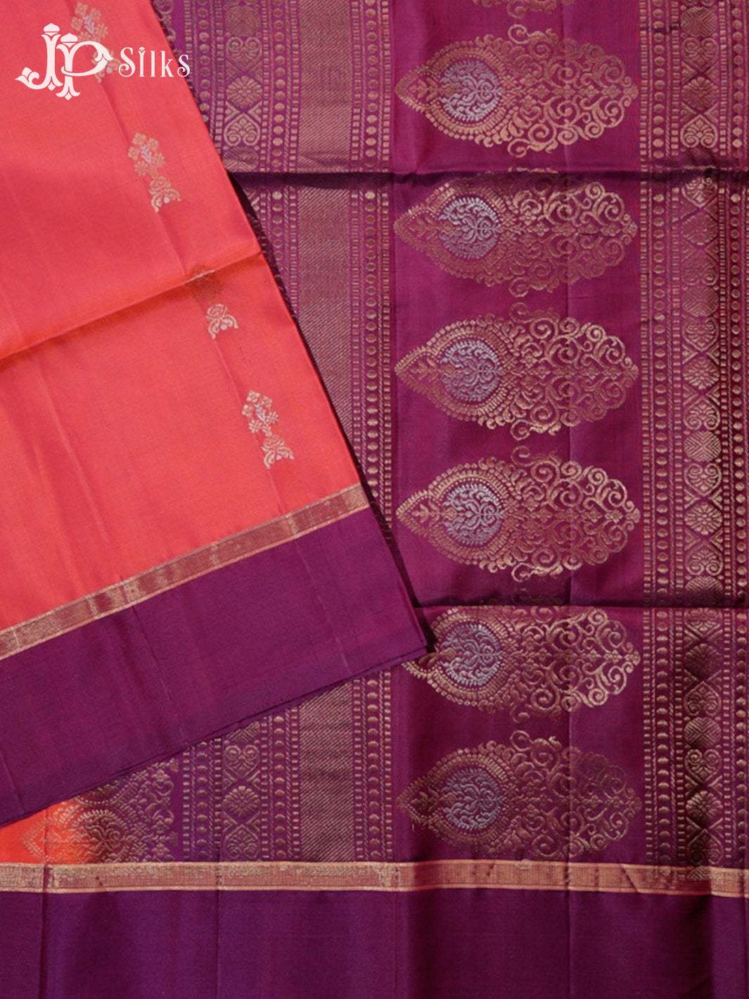 Rust Orange & Deep Purple Soft Silk Saree - G822-view2