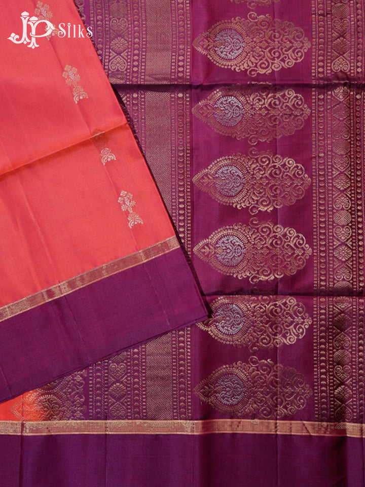 Rust Orange & Deep Purple Soft Silk Saree - G822-view2