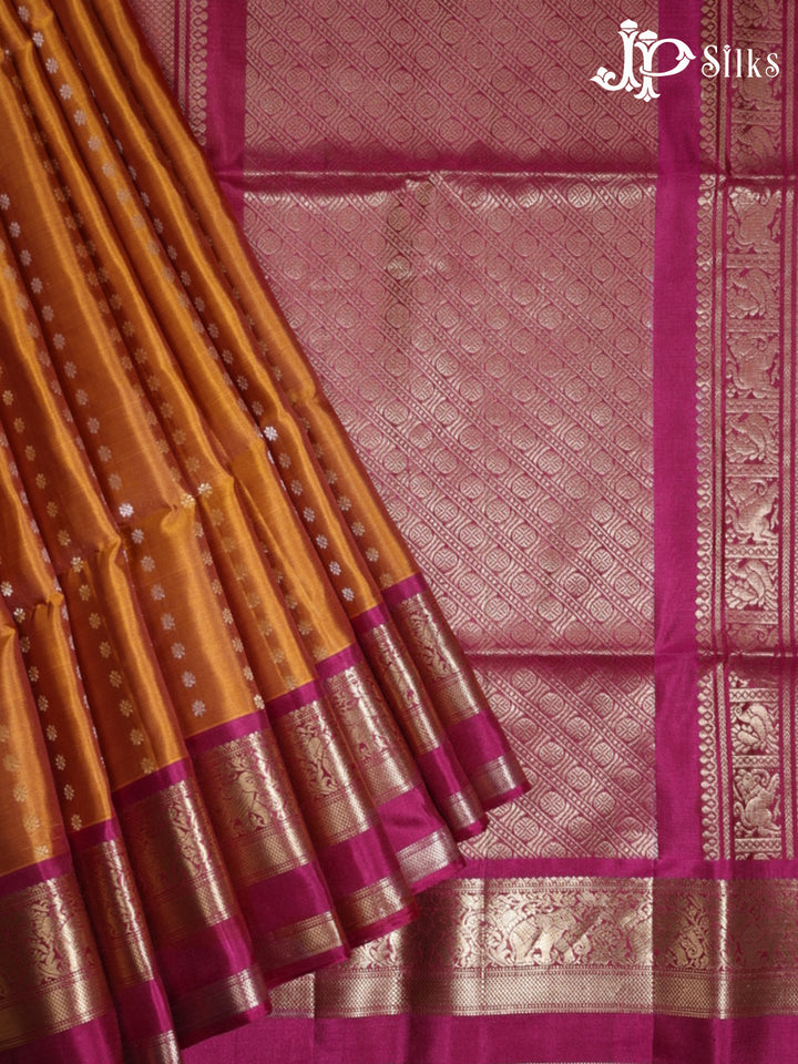 Rust Orange & Magenta Pink Soft Silk Saree - G824-view2