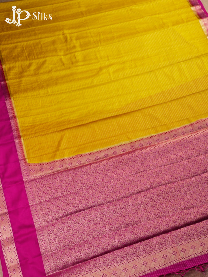 Yellow And Pink Semi Mysore Silk Saree - G2
