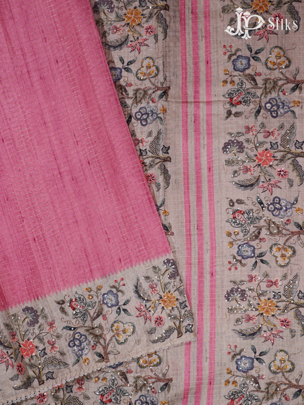Onion Pink Semi Tussar saree -G611-view2