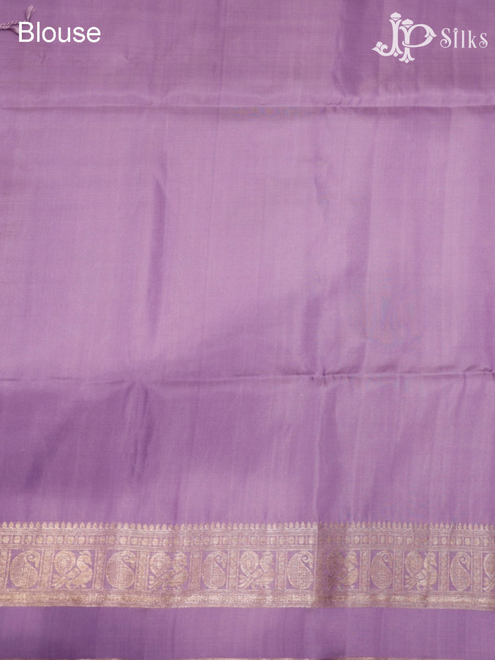Milk White and Light Lavender Soft Silk Saree - G356