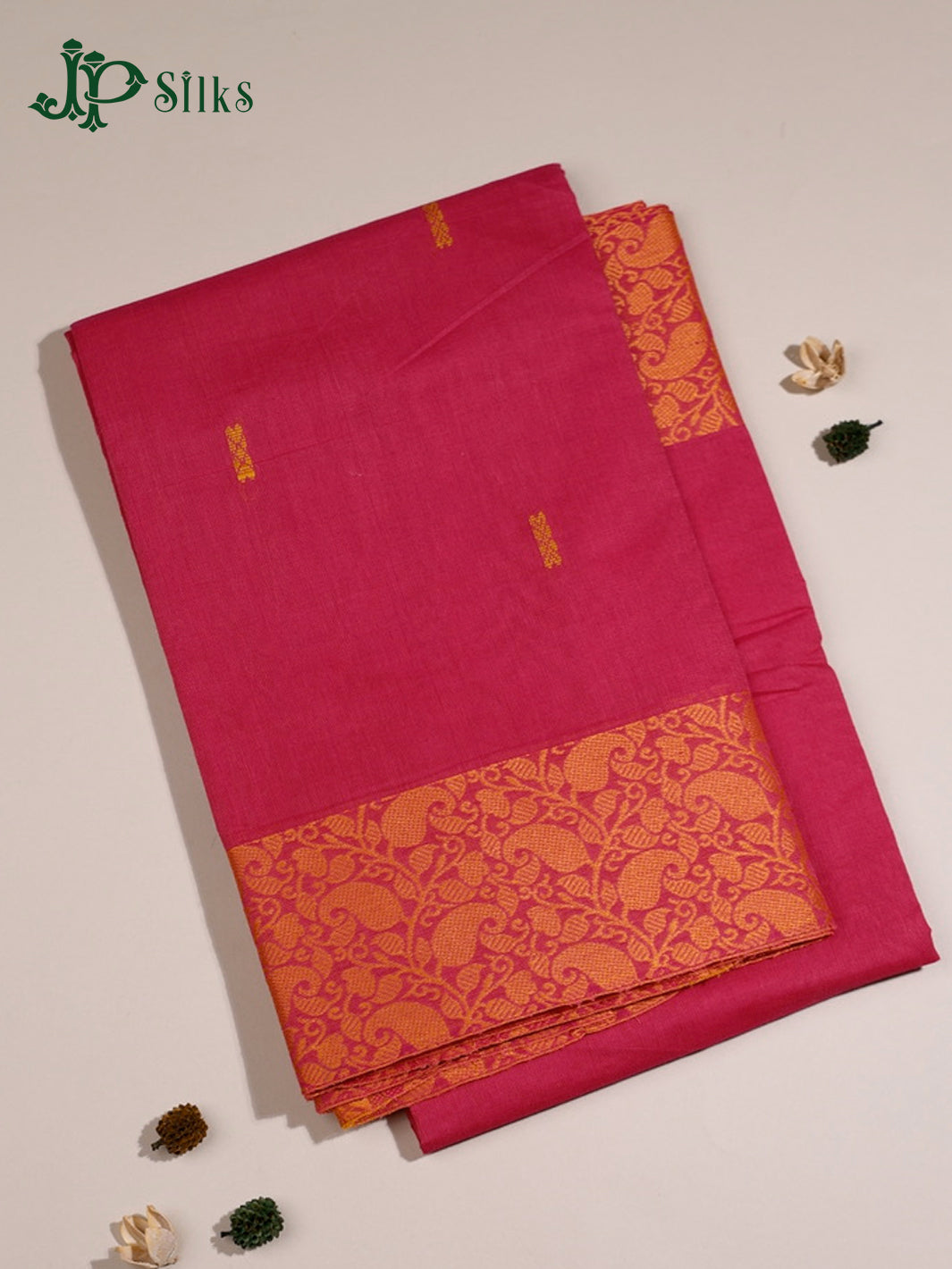 Pink Chettinad Cotton Saree - D5783 “View1”