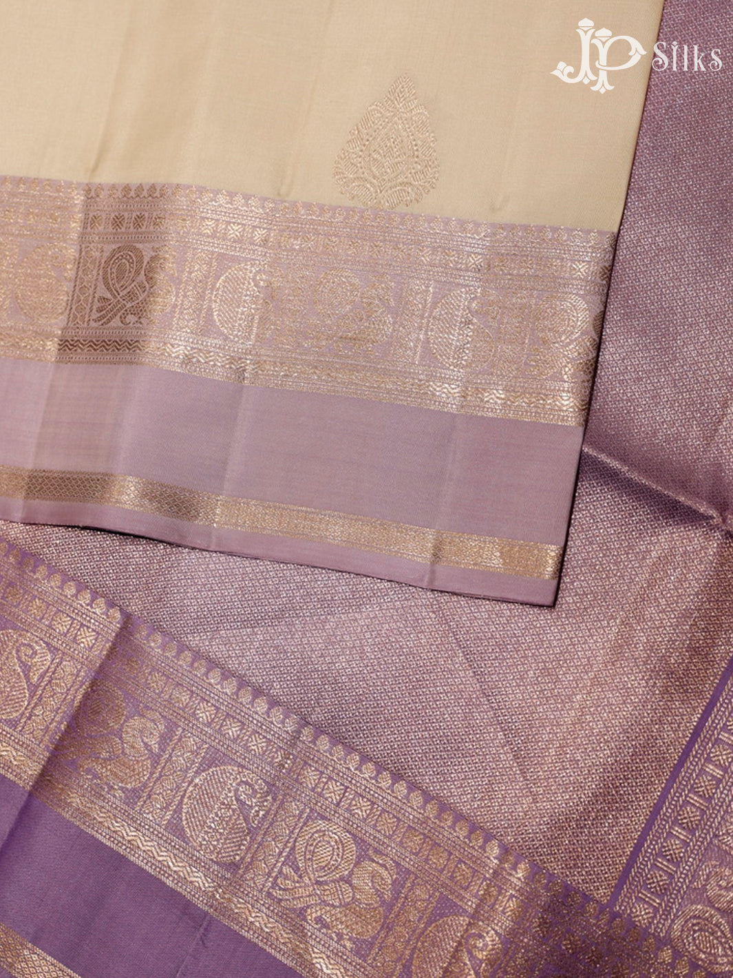 Milk White and Light Lavender Soft Silk Saree - G356