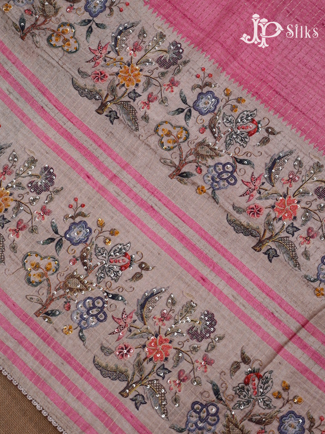 Onion Pink Semi Tussar saree -G611-view7