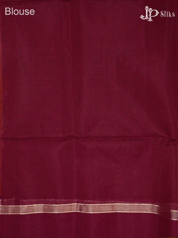 Dual Shade Mustard and Maroon Kora Cotton Saree - G335