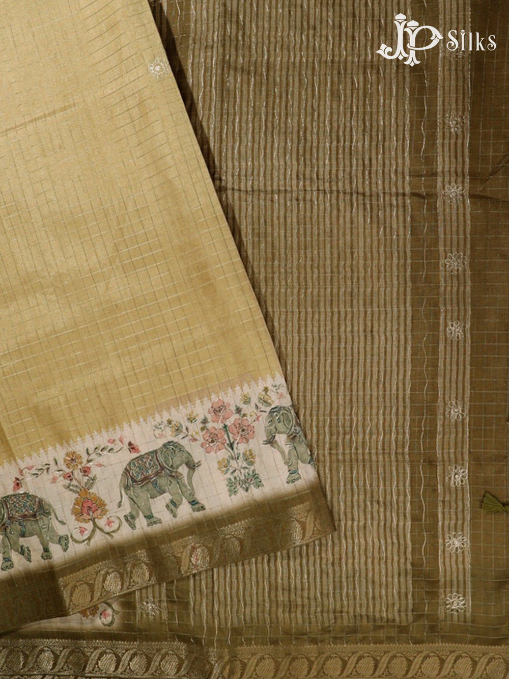 Light Greenish Brown Semi Tussar Saree - G609-view2
