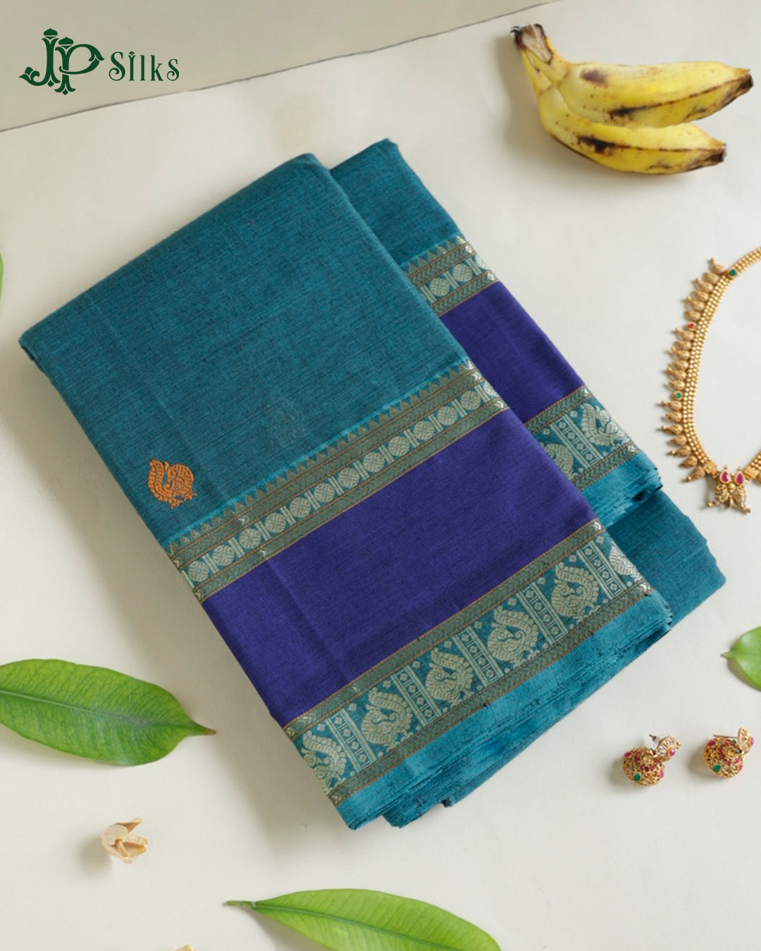 Steel Blue Kanchi Cotton Saree - D9753-view1