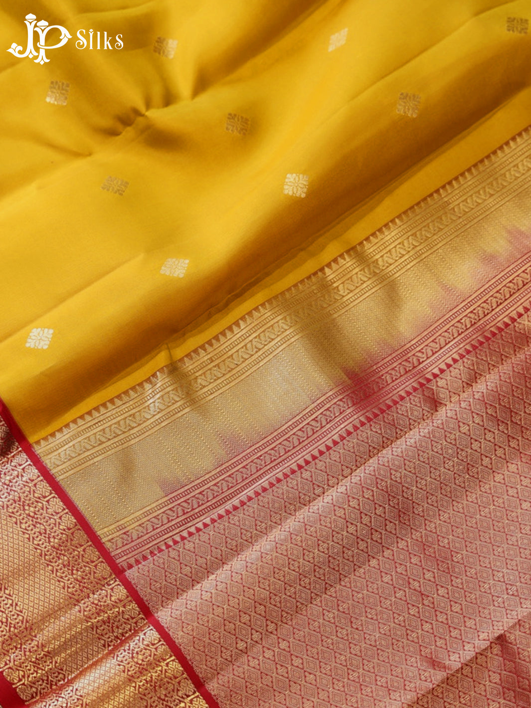 Mustard & Red Pure Silk Mix Saree - G942