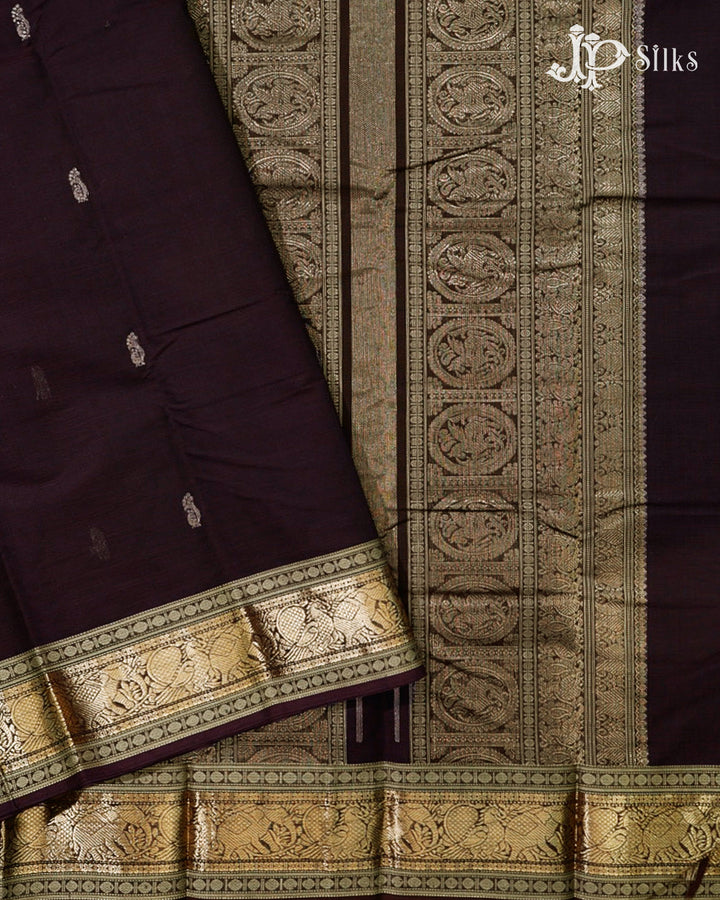 Dark Drown Kanchi Cotton Saree H29