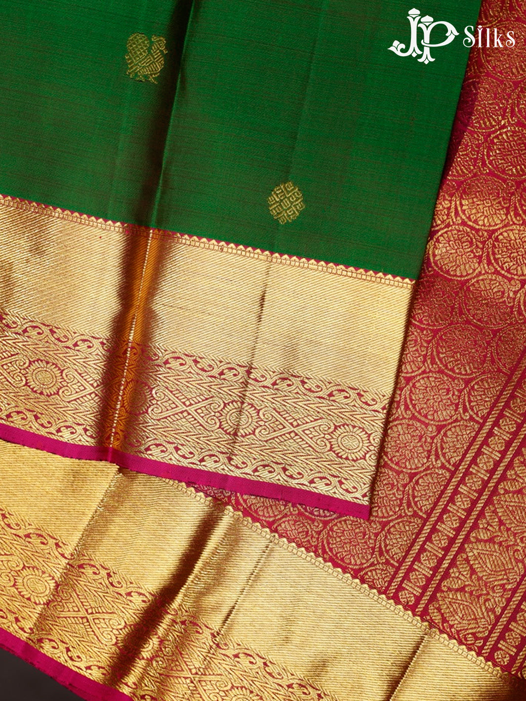 Bottle Green and Pink Kanchipuram Silk Saree - G364 “View6”